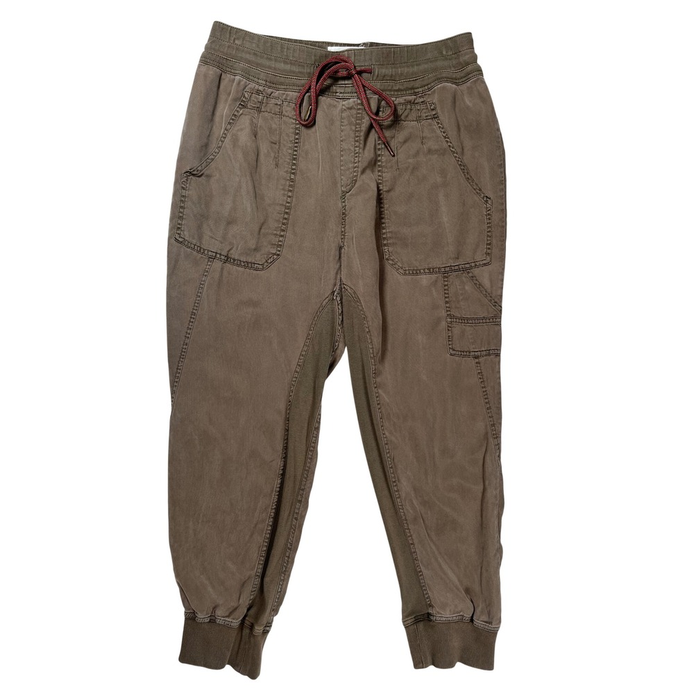 Anthropologie Joggers Women Medium Brown Lyocell Utility Cargo Drawstring Pants